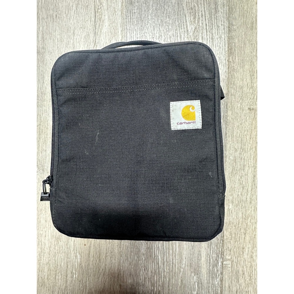Carhartt Insulated Lunch Bag Cooler Black Canvas Work Gear Travel Pouch Box